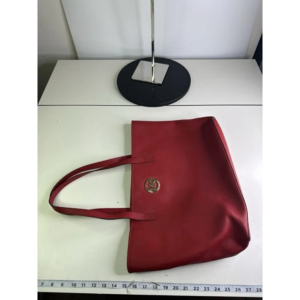 Michael Kors Leather Jet Set Travel Tote Bag Red 35S3GTVT2T